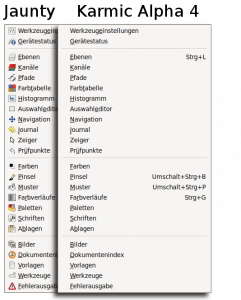 GIMP 2.6.6 mit und ohne helfende Symbole
